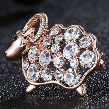 Broš s kristalima Zodijak Ovca, crtani stil, unisex, legura