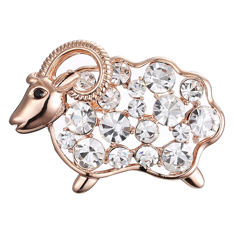 Broš s kristalima Zodijak Ovca, crtani stil, unisex, legura