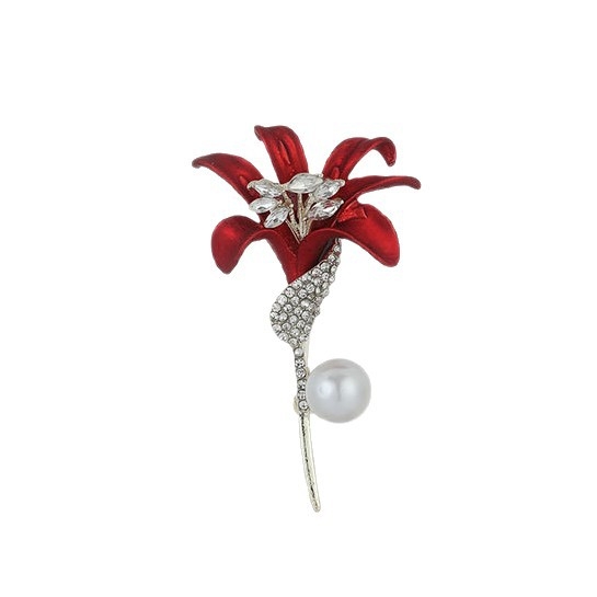 Crvena kristalna broš za žene, elegantan corsage za sako, luksuzni pin za kaput