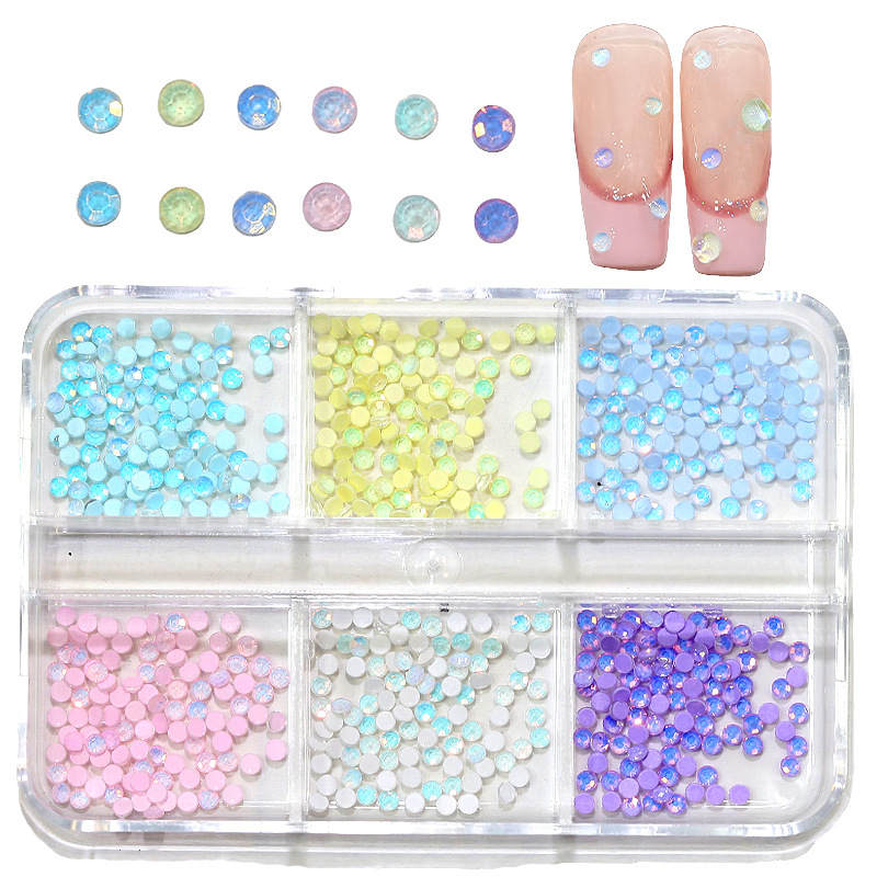 Accesorii pentru unghii Dopamine Mocha Protein Diamond, SS6 cristal de sticlă, bază plată, cristale rotunde de 2 mm, ambalate într-o cutie pentru decorarea unghiilor