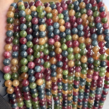 Prirodno turmalinski slobodni perle za DIY nakit, perle od kristalnog chalcedona za narukvice i ogrlice, okrugle 8 mm