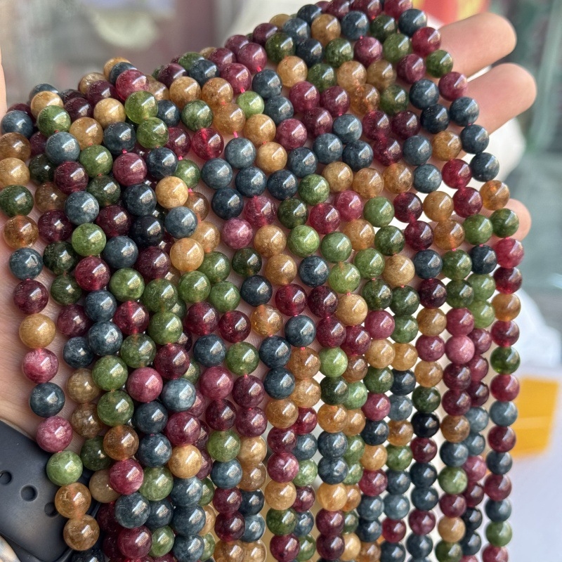 Prirodno turmalinski slobodni perle za DIY nakit, perle od kristalnog chalcedona za narukvice i ogrlice, okrugle 8 mm