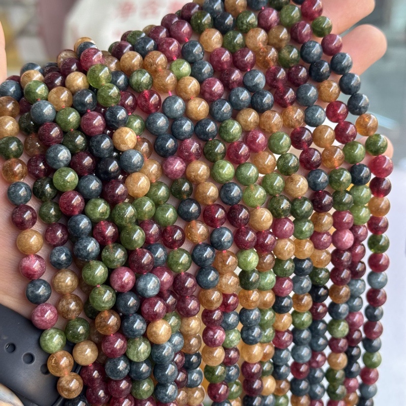Prirodno turmalinski slobodni perle za DIY nakit, perle od kristalnog chalcedona za narukvice i ogrlice, okrugle 8 mm