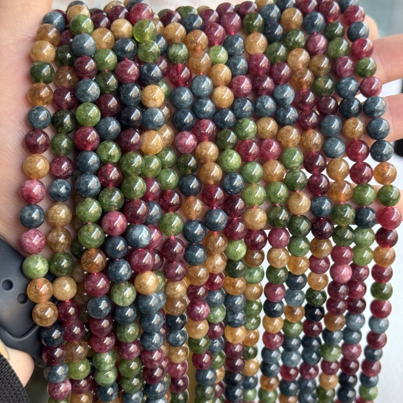 Prirodno turmalinski slobodni perle za DIY nakit, perle od kristalnog chalcedona za narukvice i ogrlice, okrugle 8 mm