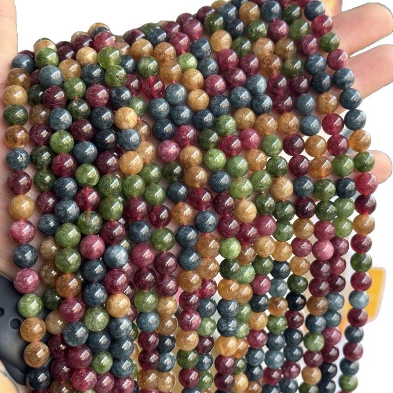 Prirodno turmalinski slobodni perle za DIY nakit, perle od kristalnog chalcedona za narukvice i ogrlice, okrugle 8 mm