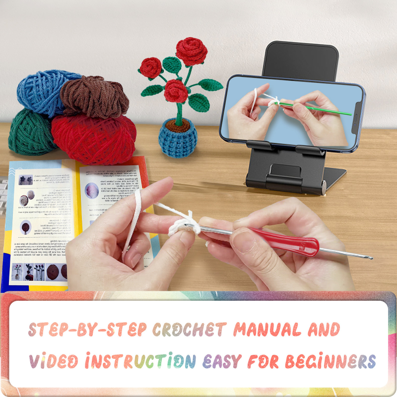 Set materijala za kukičanje za saksiju – ručna izrada, DIY pletenje