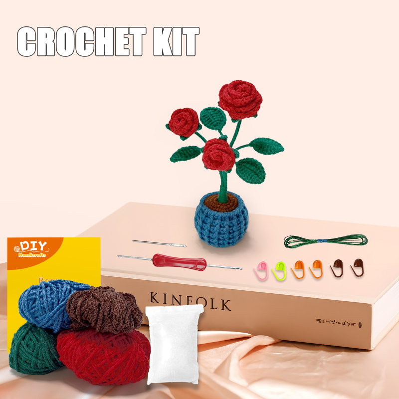 Set materijala za kukičanje za saksiju – ručna izrada, DIY pletenje