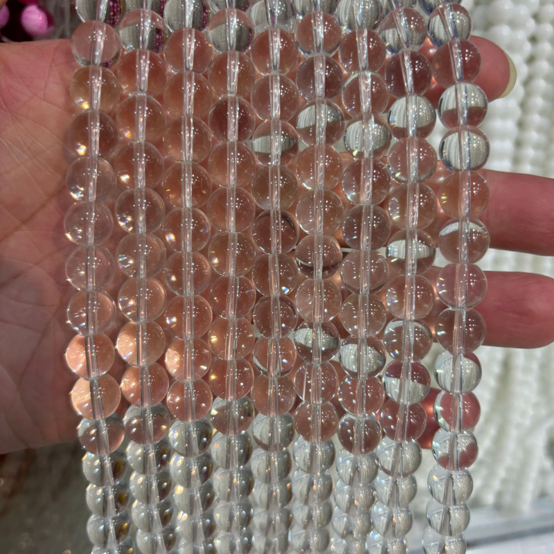 Piezoelektrični kristalni slobodni perli za DIY nakit, okrugle kristalne perle za narukvice, komponente za narukvice, poluproizvodi kristalnih perli