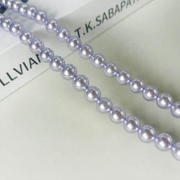 Imitirane staklene perle Shijia s bisernim sjajem, okrugle, ravnim otvorom, promjer 2–10 mm, boja dimno-sivo-ljubičasta, za DIY nakit — materijal za ogrlice i narukvice