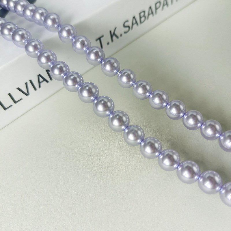 Imitirane staklene perle Shijia s bisernim sjajem, okrugle, ravnim otvorom, promjer 2–10 mm, boja dimno-sivo-ljubičasta, za DIY nakit — materijal za ogrlice i narukvice