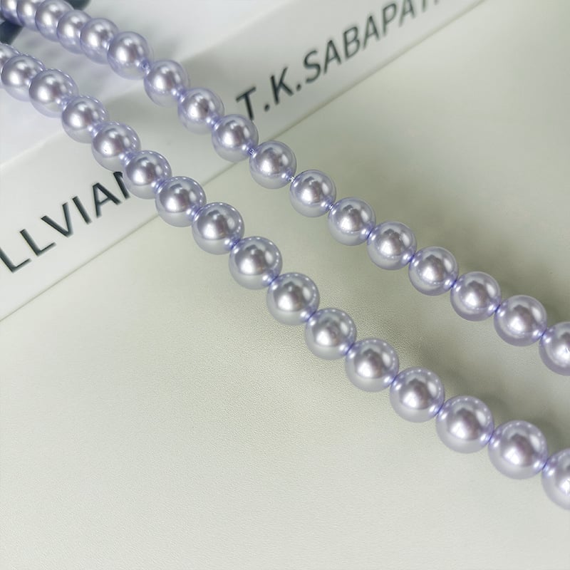 Imitirane staklene perle Shijia s bisernim sjajem, okrugle, ravnim otvorom, promjer 2–10 mm, boja dimno-sivo-ljubičasta, za DIY nakit — materijal za ogrlice i narukvice