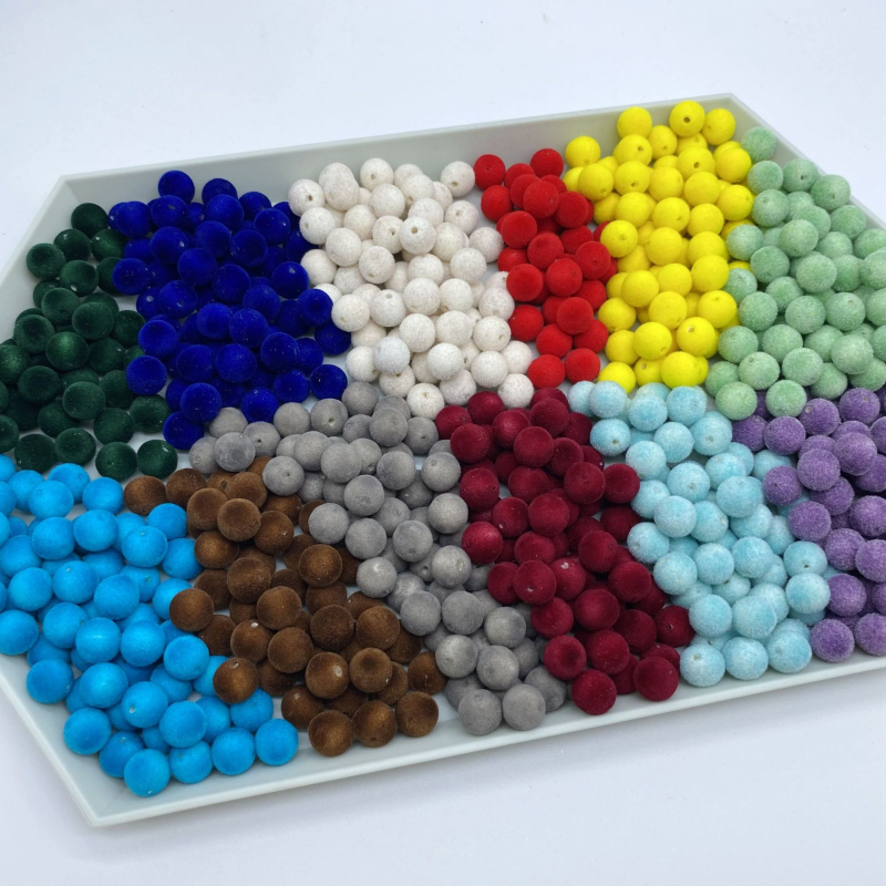 8 mm flokirane perle, plišane perle, plastične perle, akrilne okrugle perle, razne boje, visoka kvaliteta, ekološki prihvatljivo