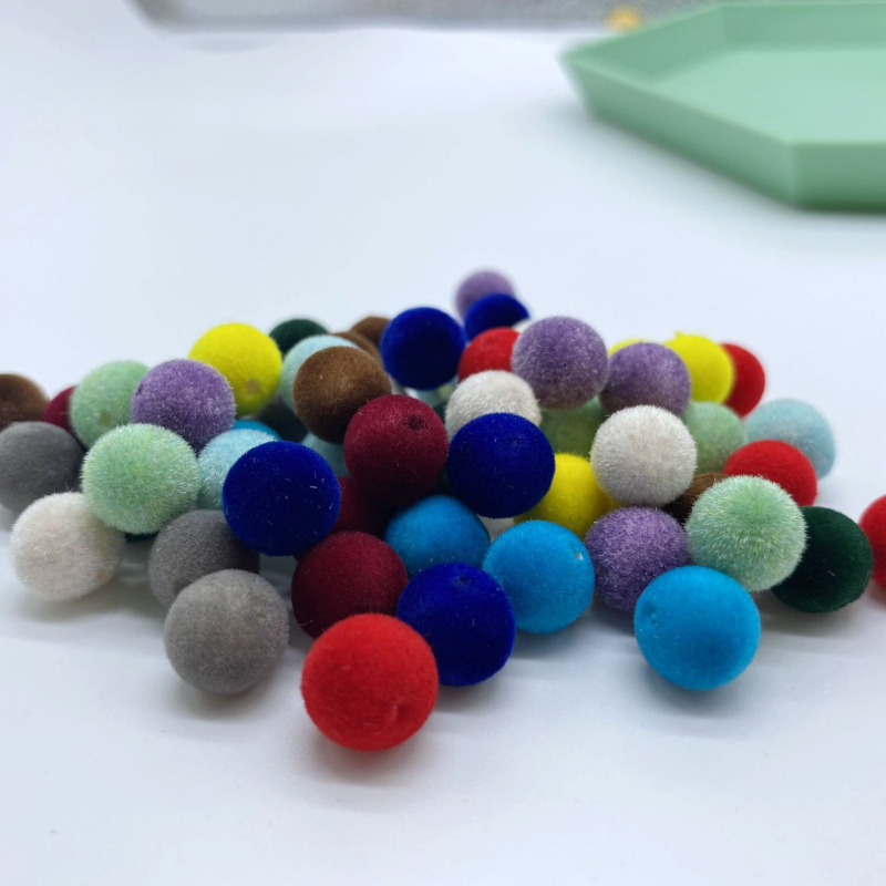 8 mm flokirane perle, plišane perle, plastične perle, akrilne okrugle perle, razne boje, visoka kvaliteta, ekološki prihvatljivo