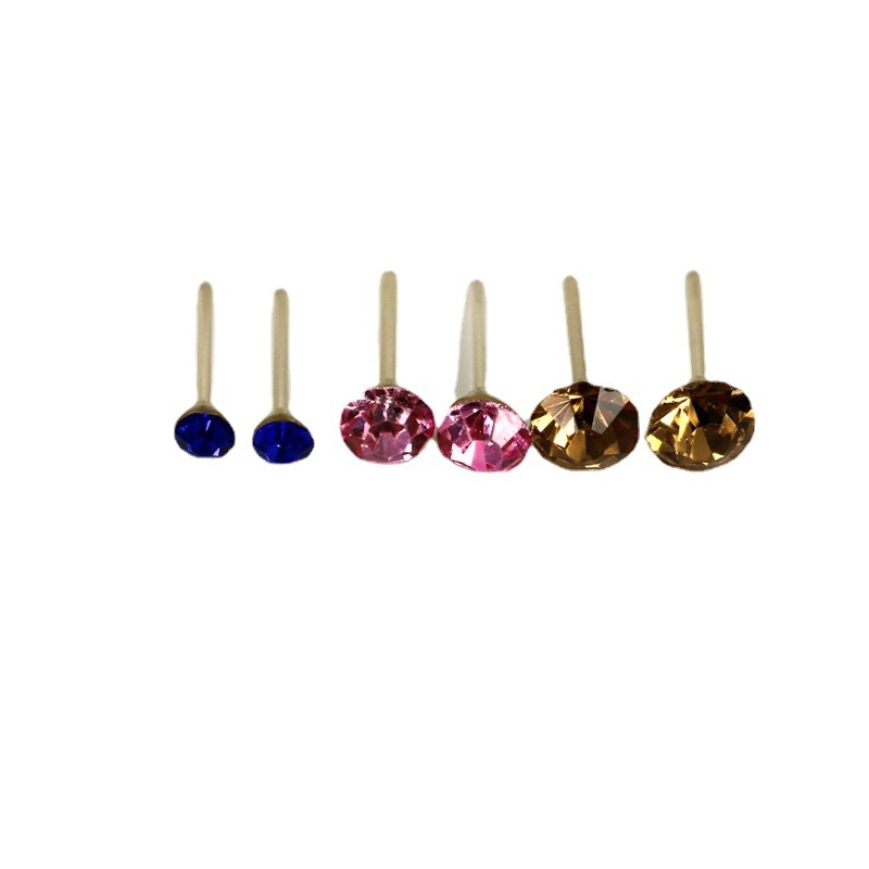 Kutija s 100 pari naušnica s kristalima promjera 4/6/7 mm, plastični postovi, stil Konstelacije