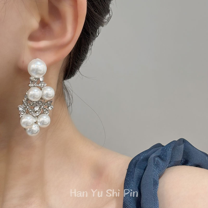 Francuskom stilu lagane luksuzne biserne naušnice za žene, vintage elegantna izrada, naušnice za vjenčanicu i večernu haljinu, svestrani i elegantni dodaci