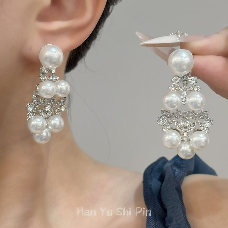Francuskom stilu lagane luksuzne biserne naušnice za žene, vintage elegantna izrada, naušnice za vjenčanicu i večernu haljinu, svestrani i elegantni dodaci
