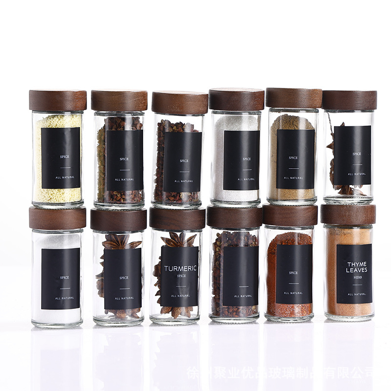 Set staklenih posuda za začine: posude za papar i začine, 120 ml, velik kapacitet, moderan minimalistički dizajn.