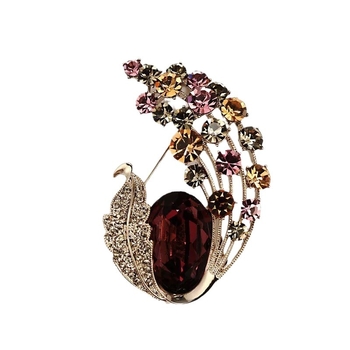 Broșă cu floare de cristal, stil retro european-american, execuție de înaltă calitate pentru paltoane și costume