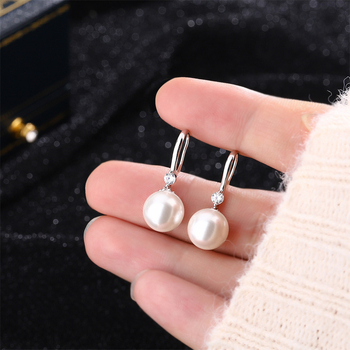 Difeng Jewelry S999 Argint cercei cu cârlig, formă de floare, perle imitatie, stil franțuzesc retro, elegante, lux discret