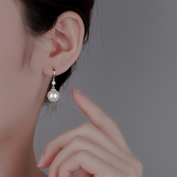 Difeng Jewelry S999 Argint cercei cu cârlig, formă de floare, perle imitatie, stil franțuzesc retro, elegante, lux discret