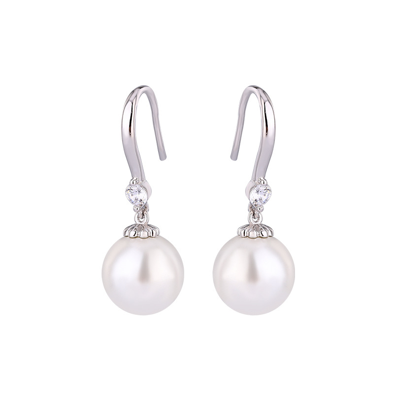 Difeng Jewelry S999 Argint cercei cu cârlig, formă de floare, perle imitatie, stil franțuzesc retro, elegante, lux discret