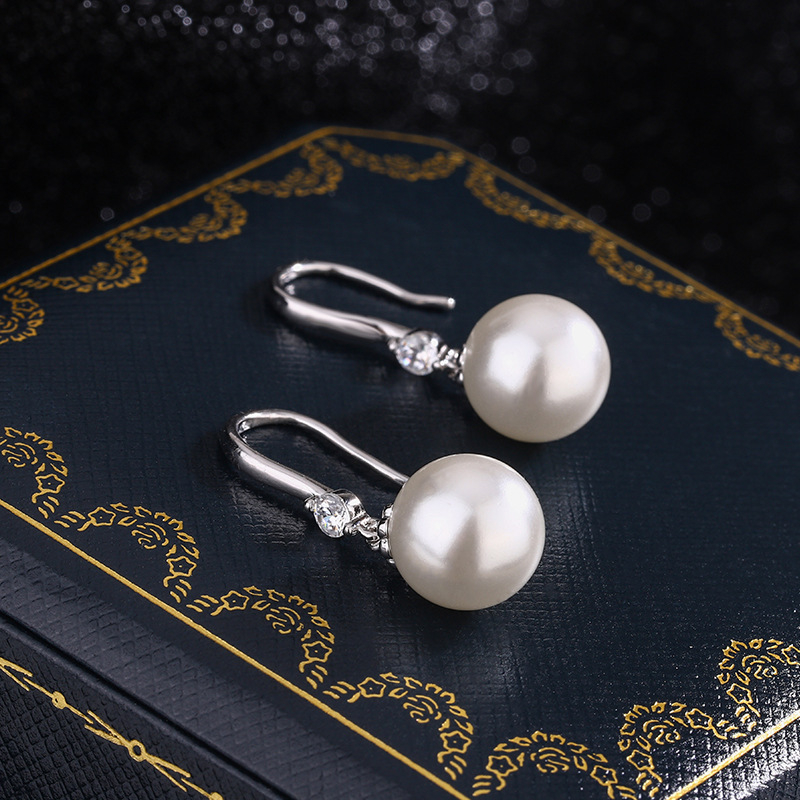 Difeng Jewelry S999 Argint cercei cu cârlig, formă de floare, perle imitatie, stil franțuzesc retro, elegante, lux discret