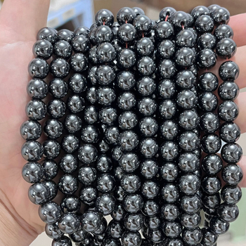 Crne hematitne okrugle perle sa srebrnim sjajem, ručno izrađeni DIY dodaci za izradu nakita