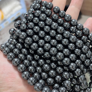 Crne hematitne okrugle perle sa srebrnim sjajem, ručno izrađeni DIY dodaci za izradu nakita