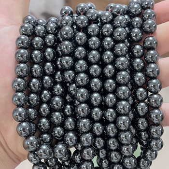 Crne hematitne okrugle perle sa srebrnim sjajem, ručno izrađeni DIY dodaci za izradu nakita