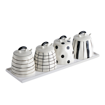 Χειροποίητο βάζο μπαχαρικών με γεωμετρικό μοτίβο, ακανόνιστη μορφή, μεγάλη χωρητικότητα 400 g για αλάτι ή ζάχαρη