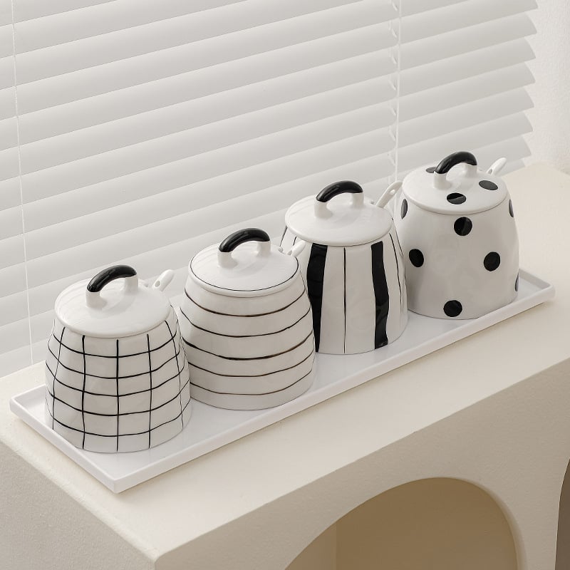 Χειροποίητο βάζο μπαχαρικών με γεωμετρικό μοτίβο, ακανόνιστη μορφή, μεγάλη χωρητικότητα 400 g για αλάτι ή ζάχαρη