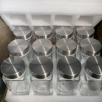 Kvadratna staklena boca za začine, 120 ml, čep od nehrđajućeg čelika, 4 oz, 120 g