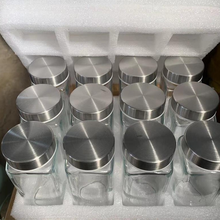 Kvadratna staklena boca za začine, 120 ml, čep od nehrđajućeg čelika, 4 oz, 120 g