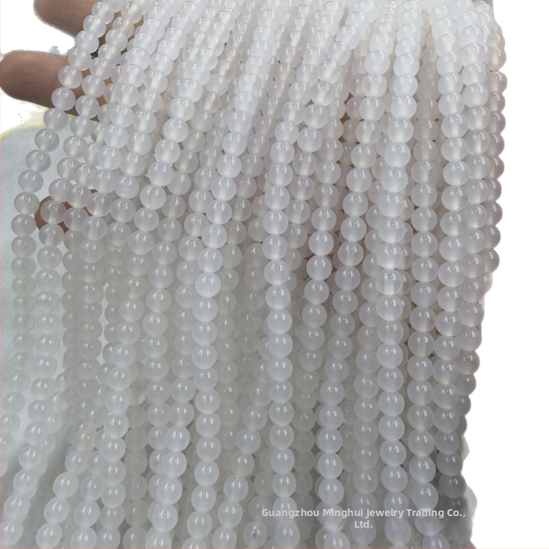 Prirodne bijeli ahat perle za DIY nakit, ručno izrađene okrugle perle, ledeno bijeli kalcedon