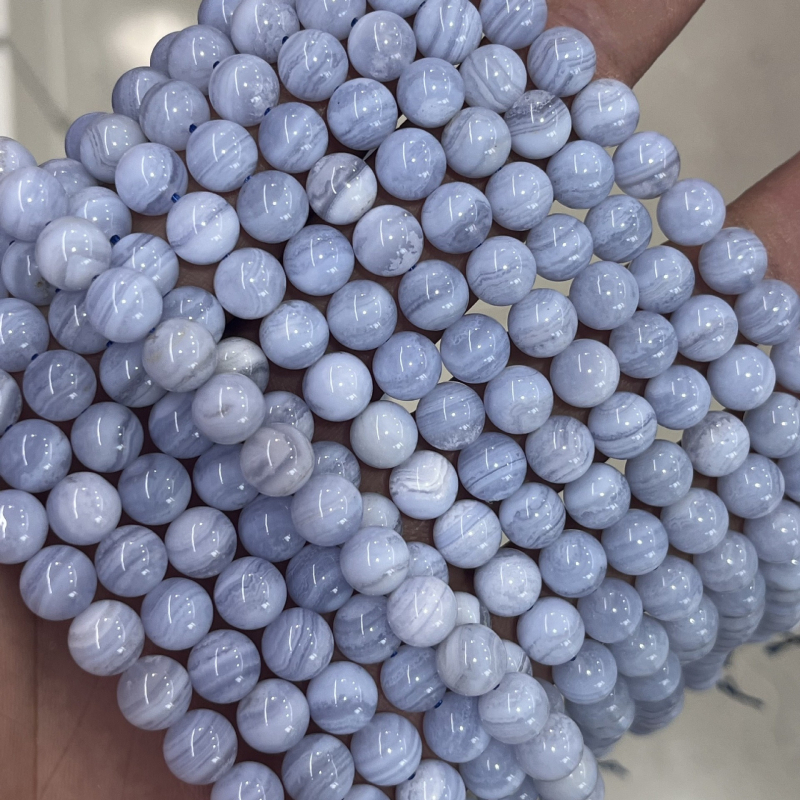 Plavi žilni ahat i prirodni ljubičasti ahat – okrugle perle od prirodnog kamena za DIY narukvicu i ogrlicu