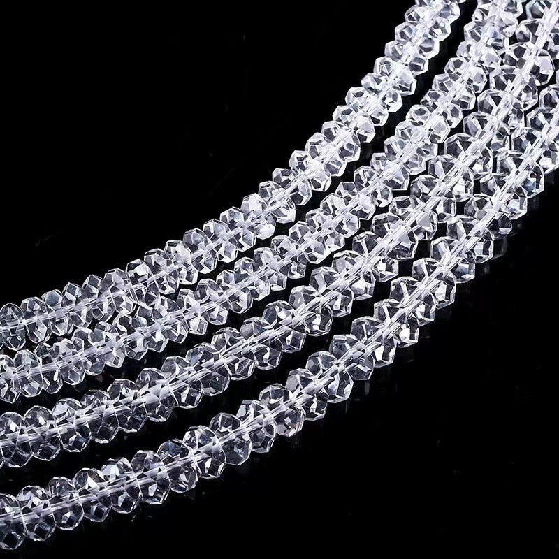 Facettirane bijele kristalne spacer perle, plosnate perle i disk perle – poluproizvodi za DIY nakit za narukvice