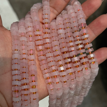Prirodni ružičasti kvarc diskasti distančnici 8x3 mm – polu završene slobodne perle za DIY ogrlicu i narukvicu
