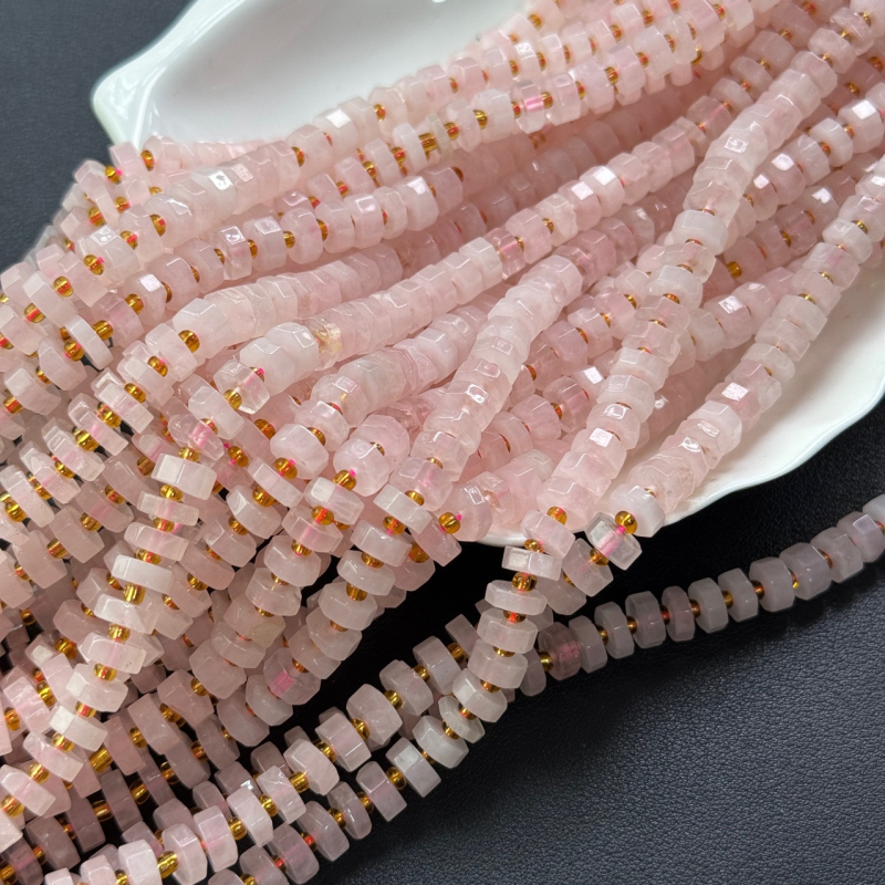 Prirodni ružičasti kvarc diskasti distančnici 8x3 mm – polu završene slobodne perle za DIY ogrlicu i narukvicu