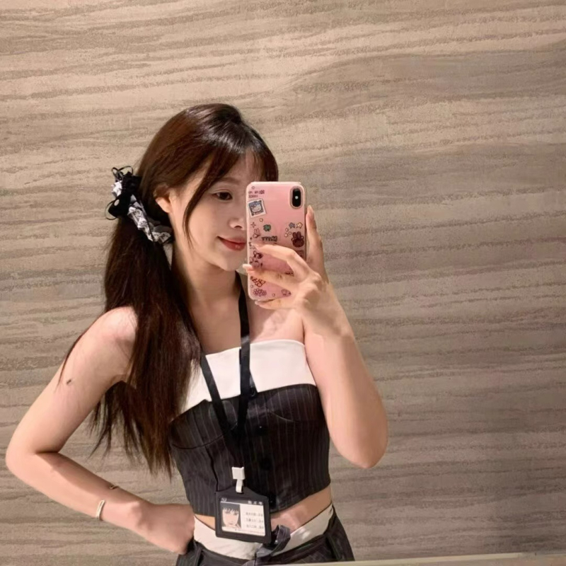 Koreanski stil: slatka djevojka, bijeli čipkasti banan klips s crnom mašnom, moderan i svestran dodatak za kosu s volumenom