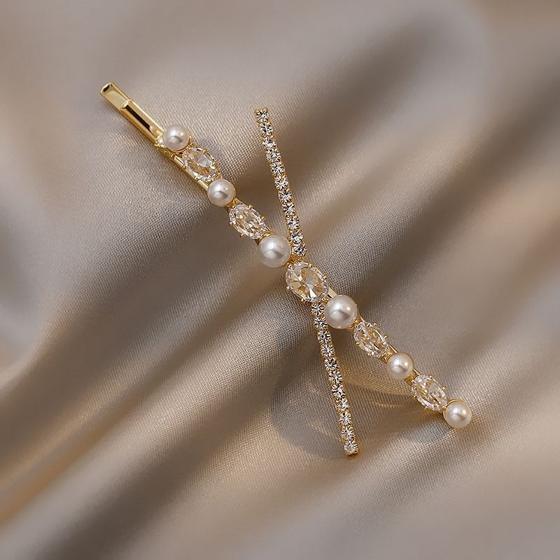 Spona za kosu s križem i perlama, za žene, korejski stil, jednostavan i elegantan, bočni klips za šiške