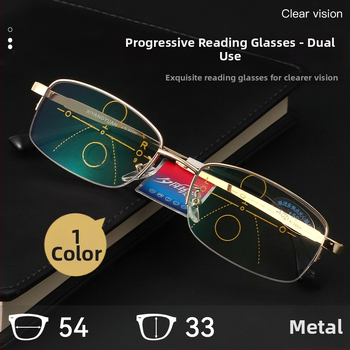 Стилни прогресивни очила за четене с виждане на далеч и близо, метална рамка с голям размер, модел MGJ83030, мултифокални.