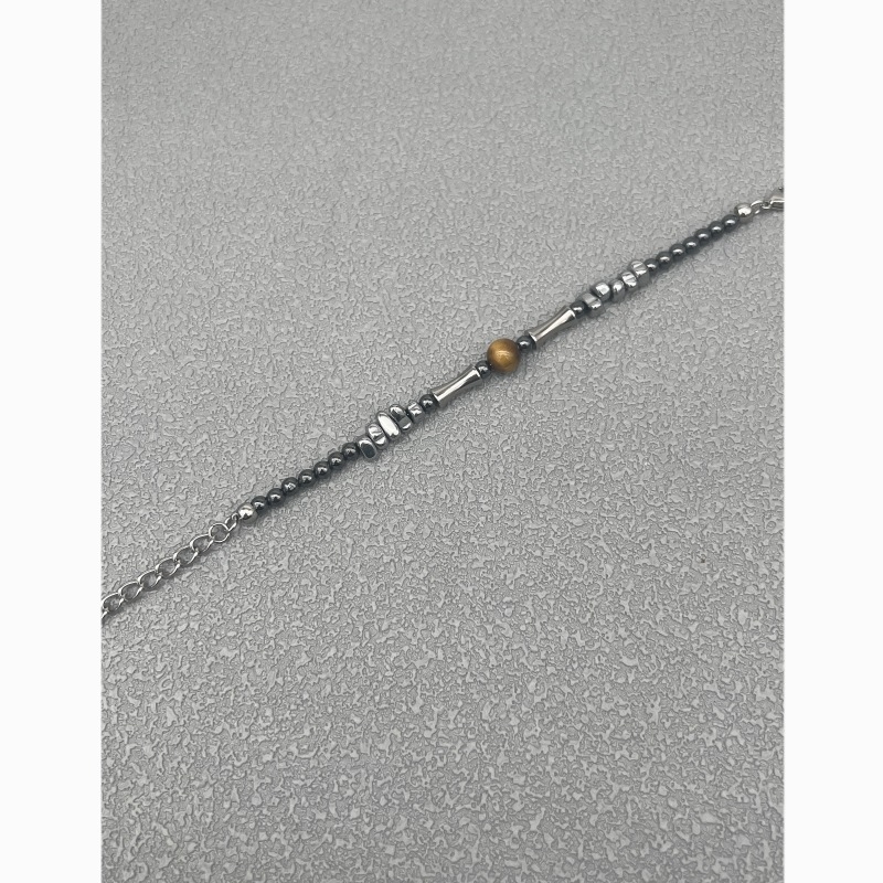 Narukvica s tigrovim okom i obsidijanom, prirodni retro kineski stil, unisex, diskretan luksuz