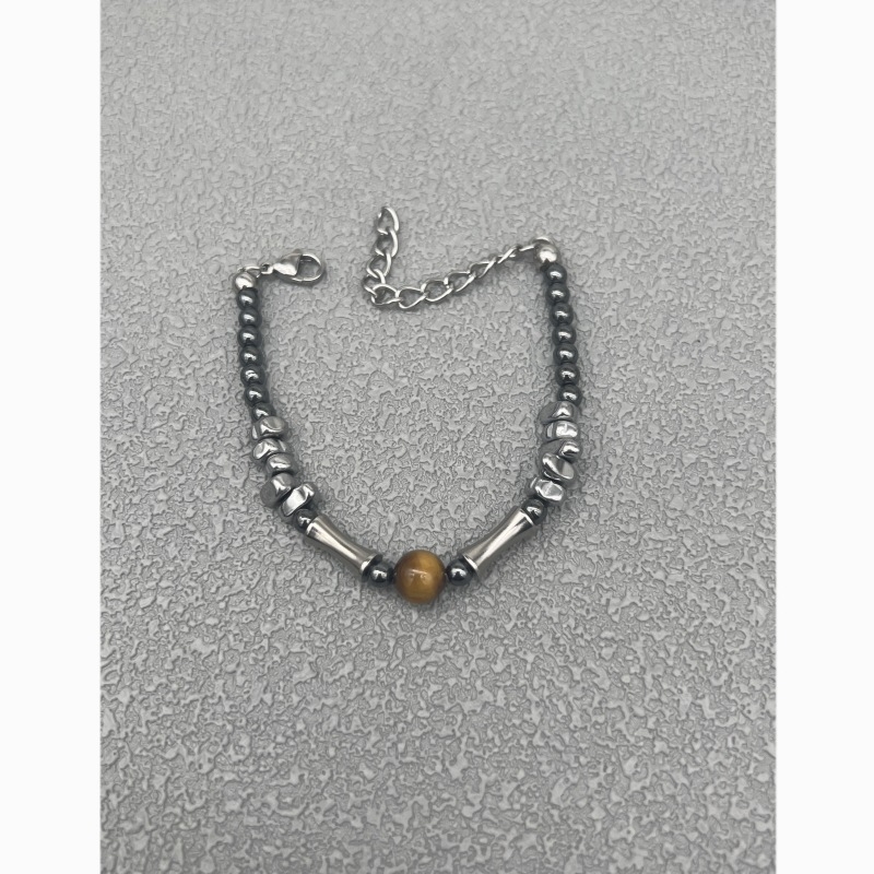 Narukvica s tigrovim okom i obsidijanom, prirodni retro kineski stil, unisex, diskretan luksuz
