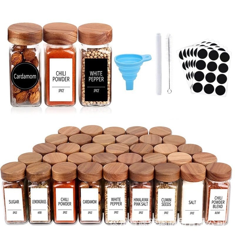 Staklena set boca za začine, 120 ml, posude s kmínom i čilijem, 24-djelni kuhinjski set