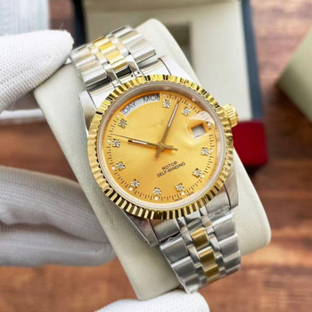 Automatické mechanické hodinky s tromi ručičkami, diamantové vsadenia, dvojitý kalendár, nerezová oceľová remienka pre mužov