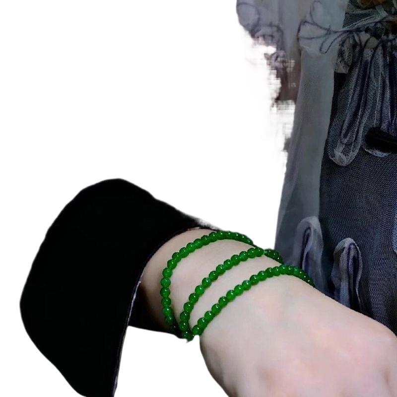 Kamen Hetian Jade s millet perlicama i okruglim perlicama spinatnog jadita, unisex, 18K zlatni privjesak