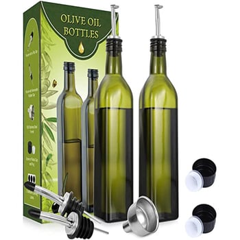 Staklena bočica za ulje 500 ml, tamnozelena bočica za ulje i ocat, set posuda za začine, s automatskim otvaranjem i zatvaranjem