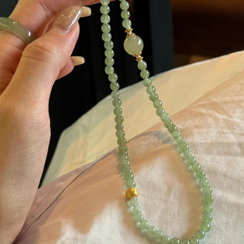 Prirodni Hetianski jade 4 mm dvostruki kružni narukvica za slojevito nošenje, retro kineski stil, ženski elegantni komad nakita