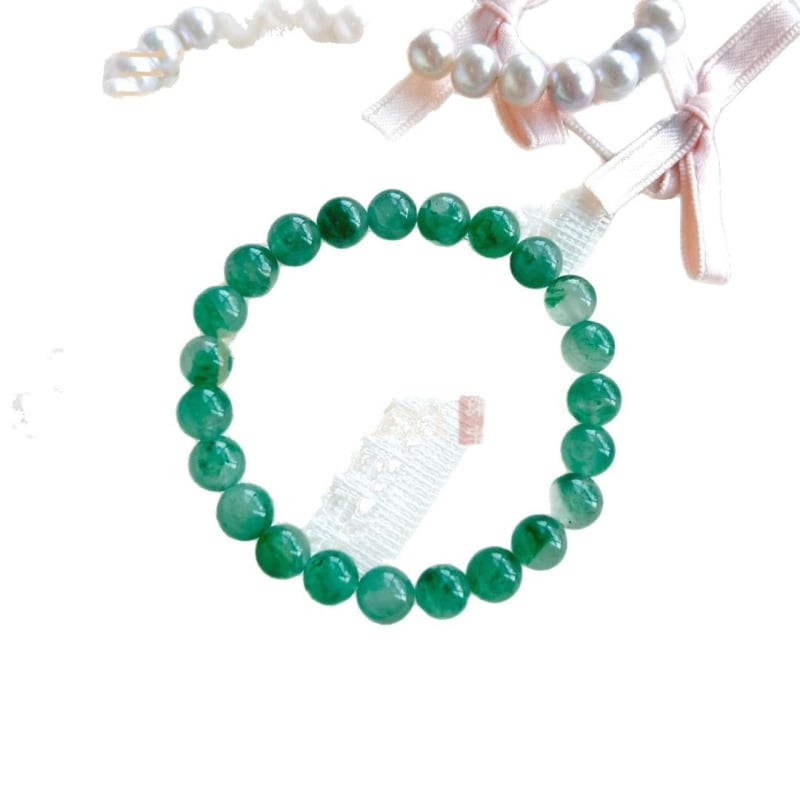 Prirodni Dulong jade, ledeno zelene perle s cvjetnim uzorkom, okrugle zelene perle, unisex narukvica