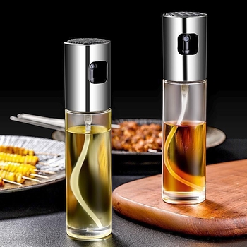 Staklena posuda za ulje s pritisknim raspršivačem, 100 ml, kućna kuhinja, raspršivač ulja za air fryer i roštilj